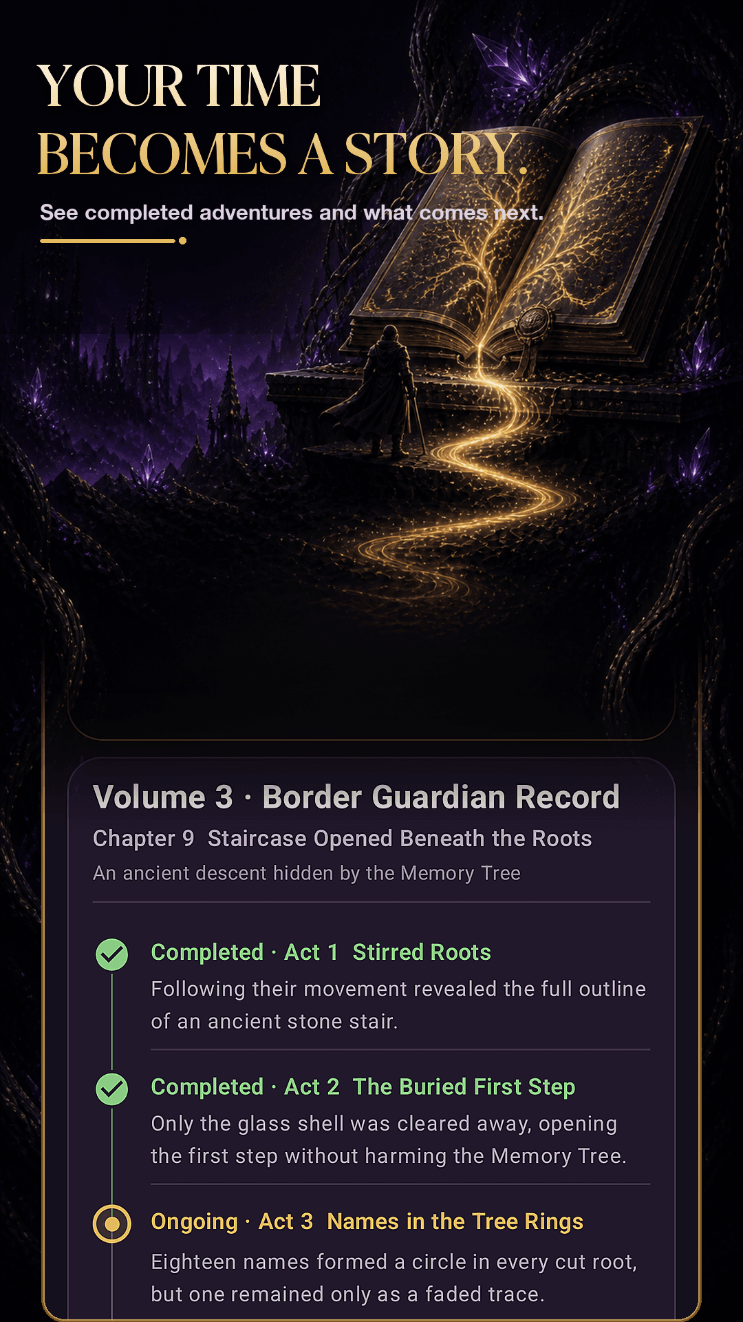 NULL PLAYING automatic story chronicle screen
